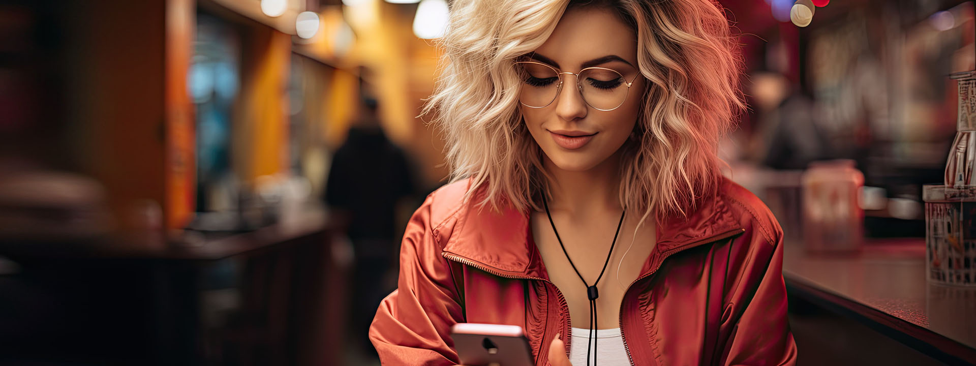 young woman looking at her phone